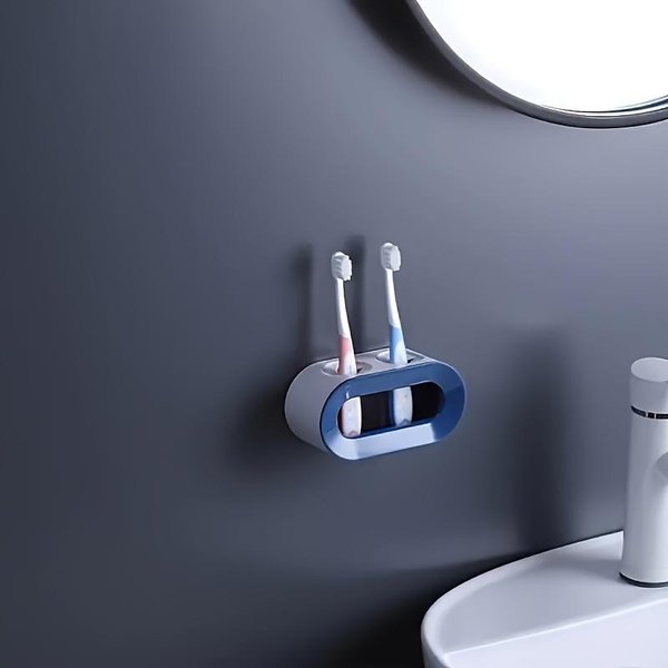 Soporte Para Cepillo De Dientes EléCtrico, Soporte Autoadhesivo De Doble Orificio, Soporte Montado En La Pared, Almacenamiento, Ahorro De Espacio, Accesorios De BañO Azul-image