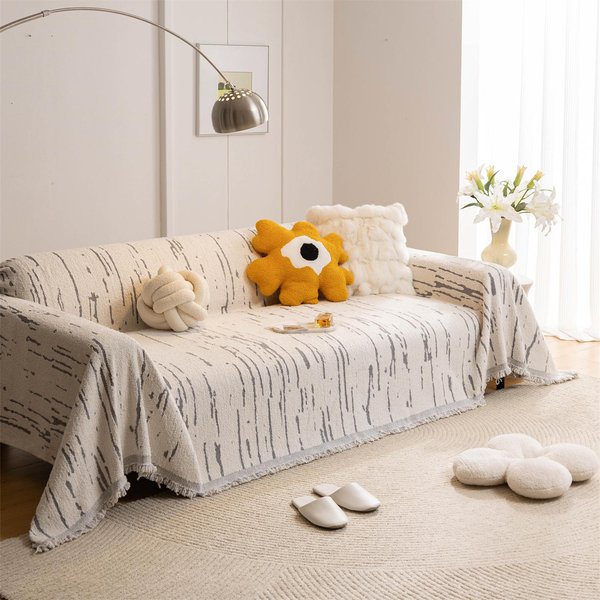 Toalla De Sofá De Forro Polar De Microfibra Pesada Con Borlas, Jacquard GeoméTrico Para Sofá De Sala De Estar, Manta Grande Toalla De Ocio 180X90Cm-image