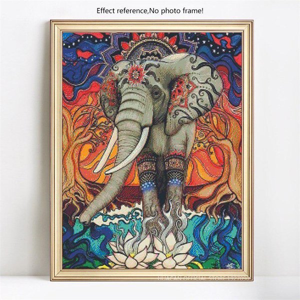 Punto De Cruz PedreríA Pintura Diamante 5D Elefante DIY Bordado Diamante Redondo Completo 20X30CM-image