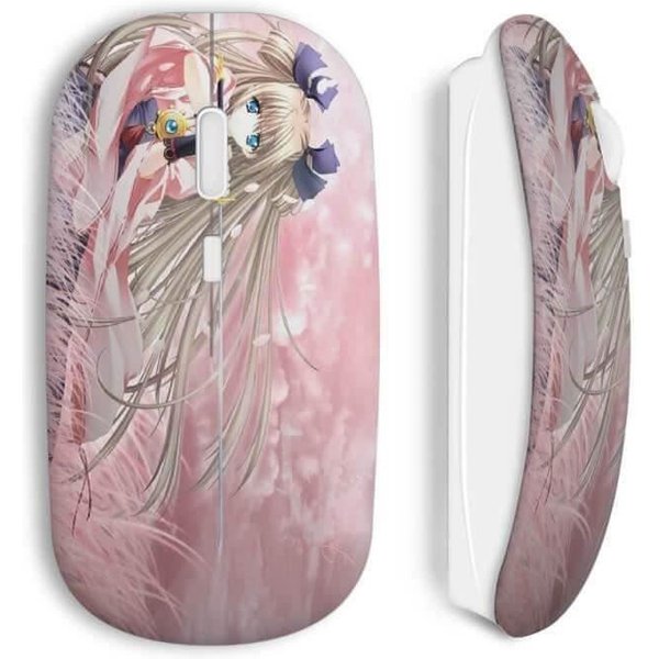 Mysz Bezprzewodowa - Girl Manga - RóżOwa - W Zestawie Klucz USB Wi-Fi - Kompatybilna Z Mac I PC-image
