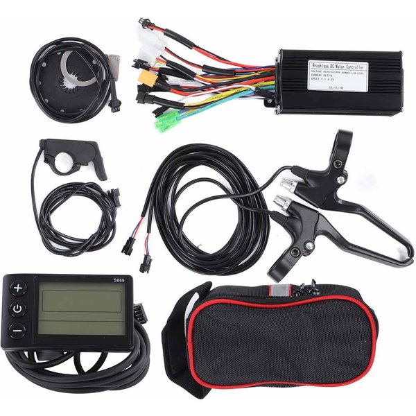 Kit De ConversióN Para Bicicleta EléCtrica 26A Controlador De 3 Modos Panel S866 Acelerador De Pulgar Y Manija De Freno Para Motor De 500W A 750W-image