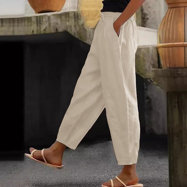 Eleganckie Spodnie Damskie Z Wysokim Stanem Moda Nowość Wiosna Jesień Jednolite Kieszenie Casual Streetwear Spodnie Damskie Xxl-image