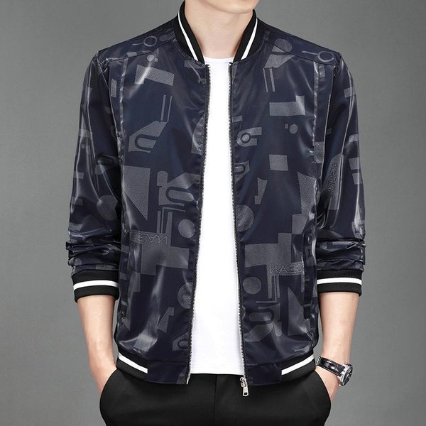 Chaqueta De Primavera Y OtoñO Para Hombre Top Uniforme De BéIsbol Ajustado Guapo Nuevo Abrigo Chaqueta De Camuflaje 5XL Gray-image