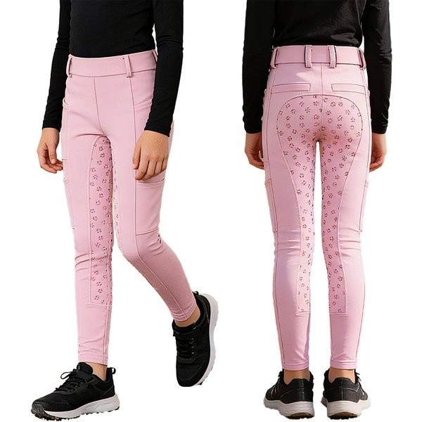 DziecięCe Legginsy Do Jazdy Konnej AntypośLizgowe Bryczesy Z PełNym Siedziskiem I Wieloma Kieszeniami Dla ChłOpcóW DziewcząT Sporty JeźDzieckie 9-10 Years RóżOwy-image