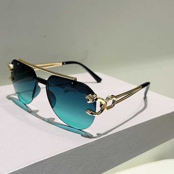 Gafas De Sol Pilot Sin Montura Kammpt Hombres Mujeres Vintage Degradado Tendencia DiseñO De Marca Gafas De Sol Para Exteriores Moda Casual Tonos As Picture Shows White-image