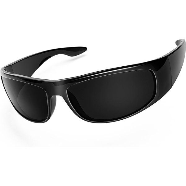 Ochrona UV Maxjuli Super Ciemne Okulary PrzeciwsłOneczne Okulary Dla MężCzyzn Czarne Okulary Wrap-Around Z Ochroną UV400 W8005 Black-image