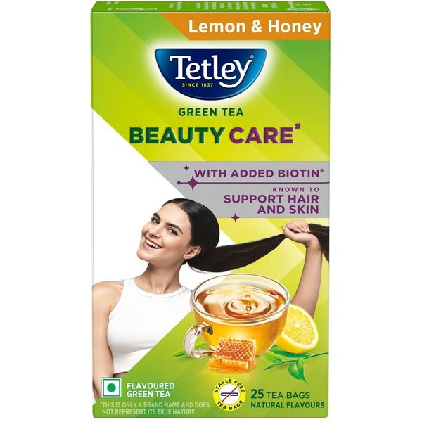 Tetley Té Verde Cuidado De La Belleza Con Biotina Para Cabello Y Piel, Sabor LimóN Miel, 25 Bolsitas, 0 CaloríAs (1.7 G Cada Uno)-image