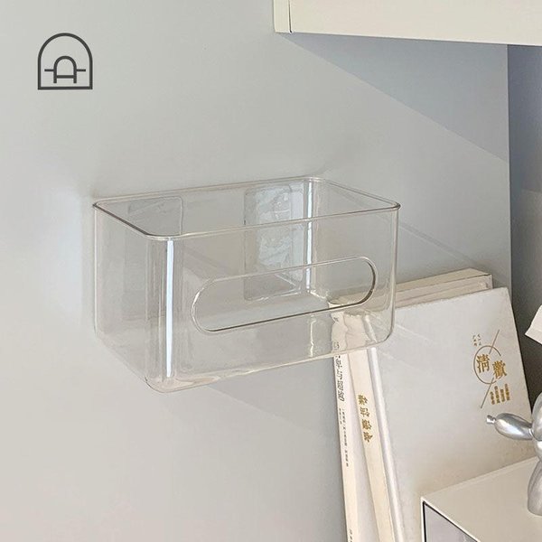 Caja De PañUelos De AcríLico Para Pared, Transparente, Para Guardar Toallas De Papel, Servilletas, Papel HigiéNico, Dispensador De PañUelos DoméSticos Sin Perforaciones-image