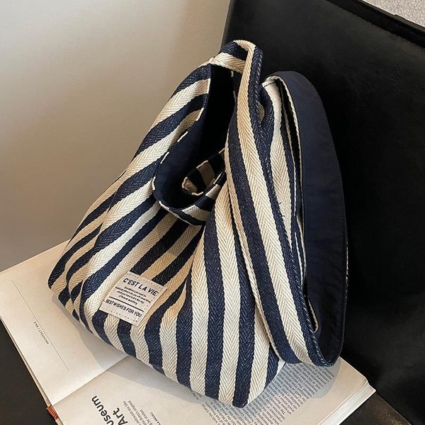 Bolso Rayado De Gran Capacidad Para Mujer Nuevo Bolso Tote Commuter De Moda Para Mujer Bolso De Mano De Moda De Un Hombro Para Mujer-image