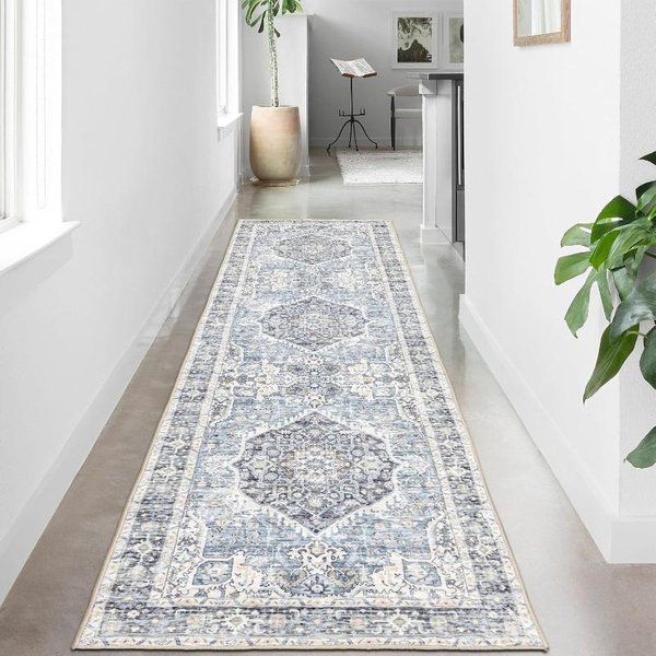 Orientalny Vintage Dywanik Biegacz AntypośLizgowy Zmywalny Dywanik Do Korytarza Na PrzedpokóJ Kuchnię Sypialnię WystróJ PodłOgi W Stylu Wiejskim 50X150Cm 20X59Inch-image
