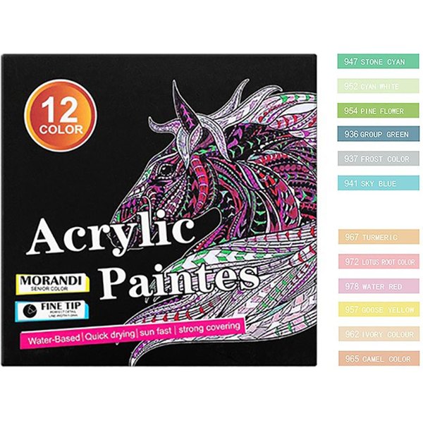 12/24/36 Marcadores De Pintura AcríLica De Colores Morandi Set De BolíGrafos De Arte Vintage Para Tela Lienzo Roca CeráMica Taza De Vidrio-image