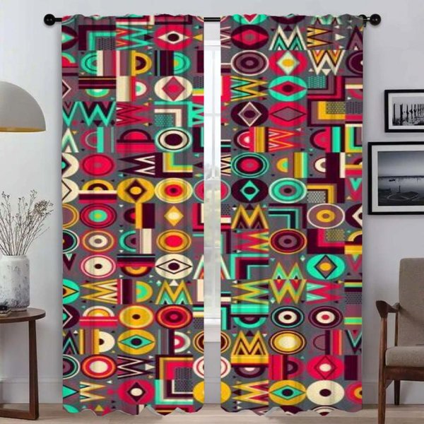 Cortinas De Cocina HabitacióN Infantil DiseñO Pintado Cortinas Antimosquitos 2 Piezas Cortina Opaca Tul Para Dormitorio Estores ParticióN W50Xh70Cmx2Pcs-Cl-image