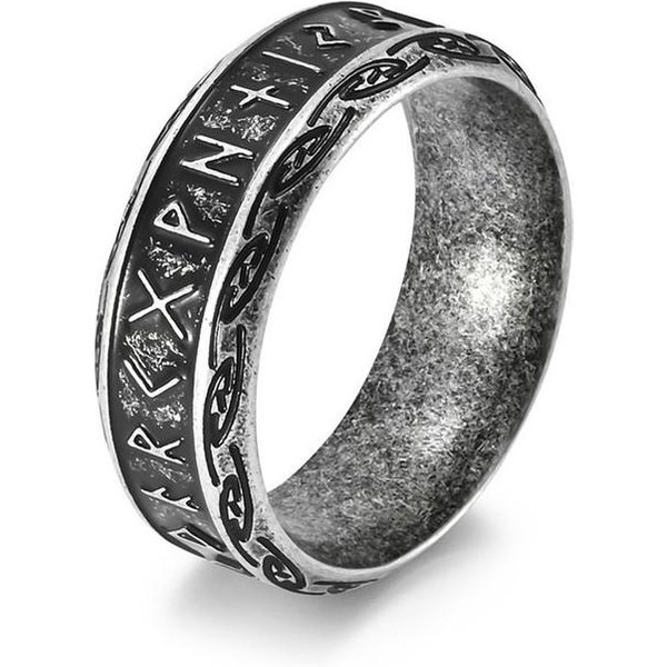 Vintage Odin Norse Viking Amulet Runiczne PierśCienie Dla MężCzyzn Moda Srebrny Kolor Stal Nierdzewna SłOwa PierśCień ŚLub BiżUteria 8 Gray-image