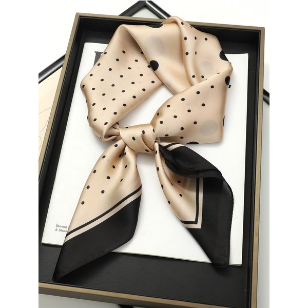 Bufandas De Lujo Para Mujer Chal Estampado SatéN De Seda Bufanda Hiyab PañUelo Bandana Femenino Chales Cuadrados 70*70Cm Bufandas Para Damas Beige-image