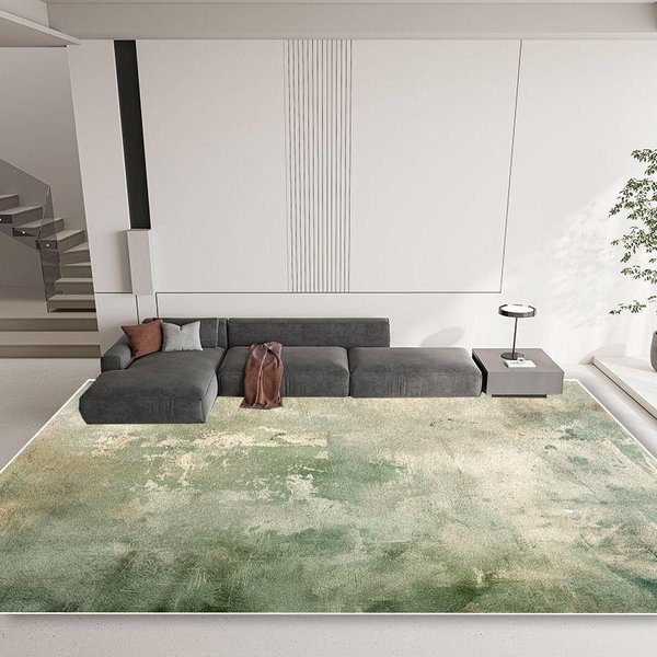 Alfombra Verde Claro Sala De Estar DiseñO Suave Antideslizante Alfombras De ÁRea Grande DecoracióN Estilo Americano Dormitorio SalóN Alfombra De Piso Lavable 140*200Cm-image