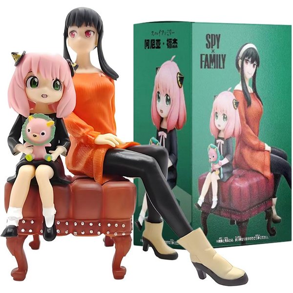16 CM Figurka Anime Spy×Family Kawai Anya Forger Yor Forger Figurki Akcji StojąCa Figurka Model Kolekcjonerski Lalka Zabawki W Magazynie Black-image