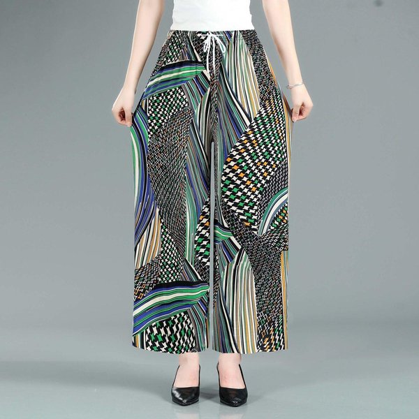 Pantalones De Pierna Ancha De Verano Culottes De Cintura Alta Pantalones De Pierna Ancha Pantalones De Baile Para Mujer Talla Grande 4XL-image