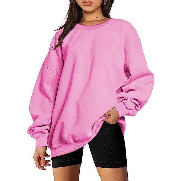 Sudadera De PulóVer De Cuello Redondo Para Mujer Y Hombre Color SóLido Oversized Suelta Casual Sudadera De Felpa 3XL-image