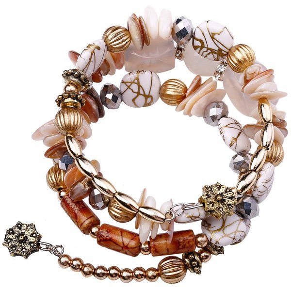Pulsera De Cuentas De Piedra Natural Colorida Vintage, Pulseras De Moda Multicapa Bohemias Para Mujeres Y Hombres, Brazaletes De JoyeríA Blanco-image