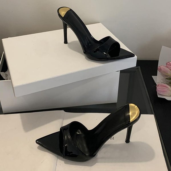 Liyke Sexy Tacones Altos Dorados Zapatilla Moderna Para Mujer Elegante Punta Puntiaguda Fiesta De Banquete Zapatos De Stripper Damas Sandalias De Mujer 39-image