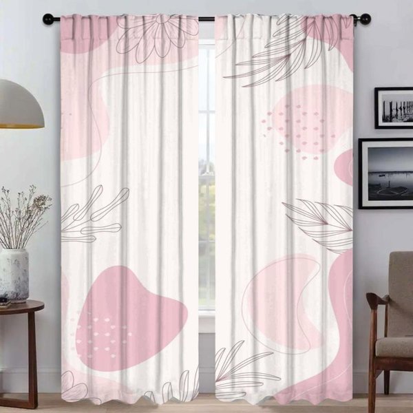 Estilo Conciso Plantas Cortinas Para Sala De Estar Cortina Para HabitacióN 2 Paneles Estores Separador Cortinas Para Interior Del Hogar Cocina Opacas W50Xh70Cmx2Pcs-Cl-image