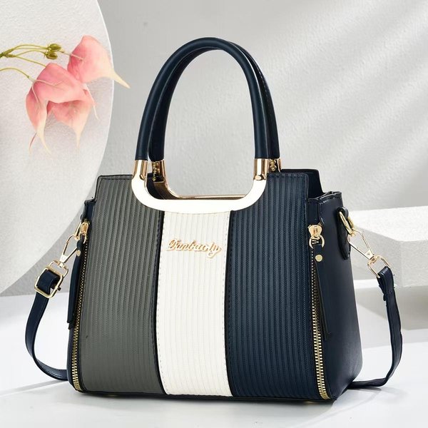 Nuevo Bolso De Moda Con Empalme Contraste De Color Alto Nivel De Apariencia Bolso De Hombro Gran Capacidad Bolso Tote Combinable Para Mamá . Gray-image