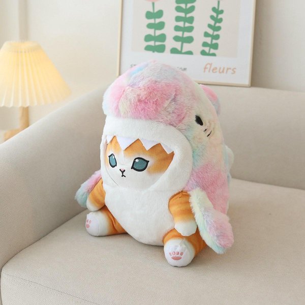 20/33CM Uroczy Kot Rekin Pluszowe Zabawki Kawaii Kot Cosplay Rekin Wypchana Lalka Anime Kolorowa Poduszka Dla Dzieci Dzieci Prezenty 20Cm-image