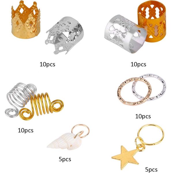 90 Anillos Para Trenzas De Cabello Tres Capas Pinzas Para El Cabello Bucles DecoracióN De Concha De Trompeta Para Mujeres Y NiñAs-image