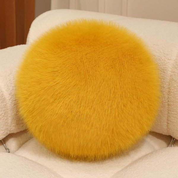 CojíN Redondo Decorativo De Piel SintéTica, CojíN Suave Esponjoso Y Peludo, CojíN De Bola De Felpa Para DecoracióN De Sofá Cama En Casa Y Regalos. 30Cm Orange-image