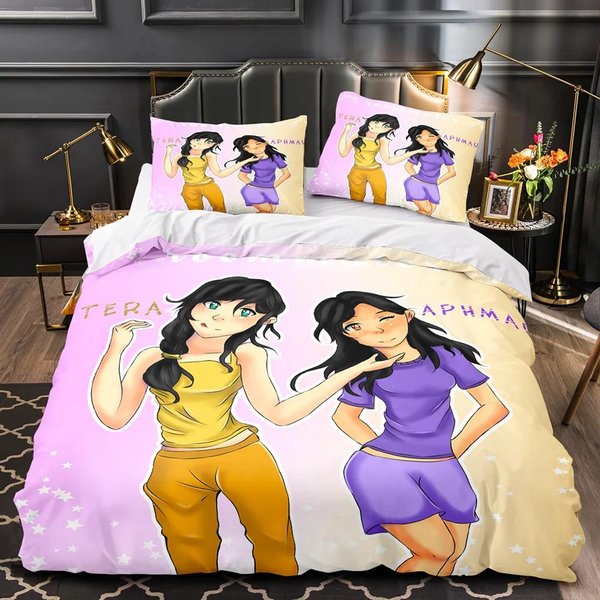 Juego De Cama Aphmau Individual Twin Matrimonial Queen King Size Kawaii Aphmau Juego De Cama Adulto NiñO Dormitorio Juegos De Funda NóRdica Estampado 3D 035 US Queen(228X228Cm)-image