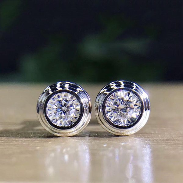 Pendientes De BotóN CláSicos Huitan Para Mujer/Hombre Con Circonita CúBica Blanca Redonda Incrustada, DiseñO Simple, Pendientes Para Pareja, Regalo Elegante, JoyeríA De Estilo Atemporal Gray-image