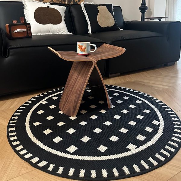 Francuski Kremowy Wiatr OkrąGłY Dywan Salon Wysokiej Klasy Sofa Stolik Kawowy Mata Domowa Imitacja WełNy Gabinet KrzesłO Obrotowe Mata Diameter 100Cm-image