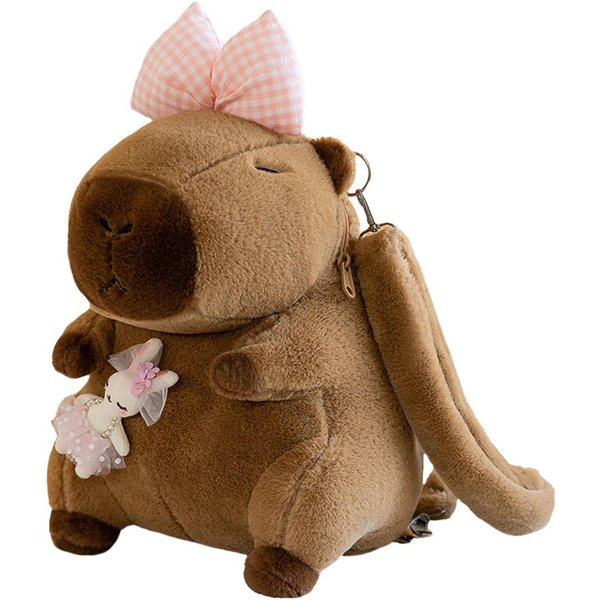 Pluszowy Plecak Kapibara Kawaii Modna Pluszowa Lalka Futrzany Wisiorek DziecięCa Torba Na Ramię Mini Plecak Torby Prezenty Dla Dziewczyny-image