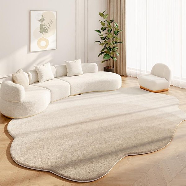Dywaniki W Stylu Kremowym Do Sypialni Puszyste MięKkie Mata PodłOgowa Do Gabinetu Nieregularne KształTy Dekoracja Salonu Dywan Pogrubiony Pluszowy Dywan Do Salonu 80X160Cm-image