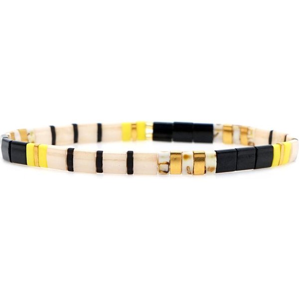 Zestaw Bohemian Tile Bead Stretch Bracelet, Kolorowa BiżUteria Z KoralikóW Miyuki Tila, Bransoletka Stretch Z KoralikóW Tila, Boho UkłAdane BiżUteria Beige-image