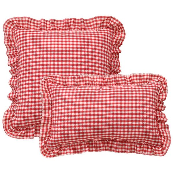 Kupteraz 1 Szt. Poszewka Na Poduszkę W Kratę Poszewka Na Poduszkę Z Falbanką MięKka Dekoracja Domowa Do Sofy Sypialni Salonu Modna Poszewka Na Poduszkę 30X50Cm Pink-image