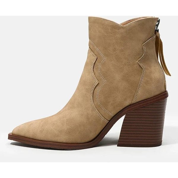 Grube Obcasy Buty Damskie Jednolite Buty Szpiczasty Nosek Kliny Botas Cowboy Kostkę Botki Chelsea Botines Mujer 43 Brown-image