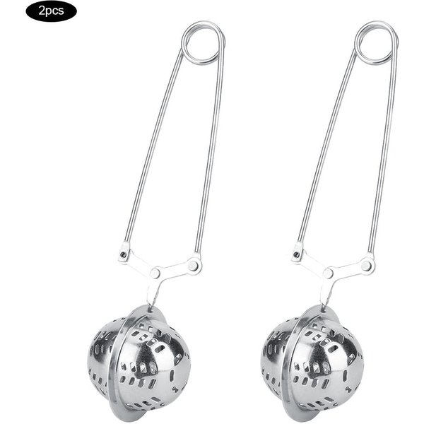 2 Piezas Colador De Té De Acero Inoxidable Reutilizable Bola Malla Infusor De Té Filtro Accesorio De Cocina White-image