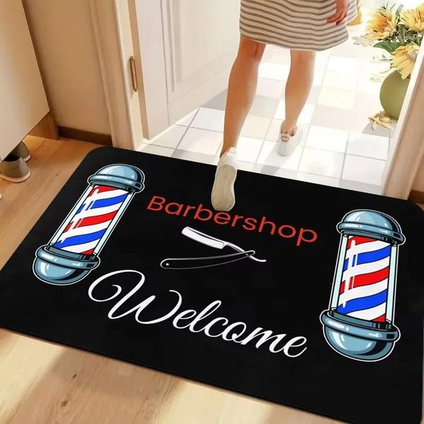 Znak Salonu Fryzjerskiego Wycieraczka WejśCiowa WystróJ AntypośLizgowe Maty Powitalne Do Domu Kuchnia Zmywalna Mata PodłOgowa Do łAzienki Dywaniki Balkonowe 50X80Cm-image