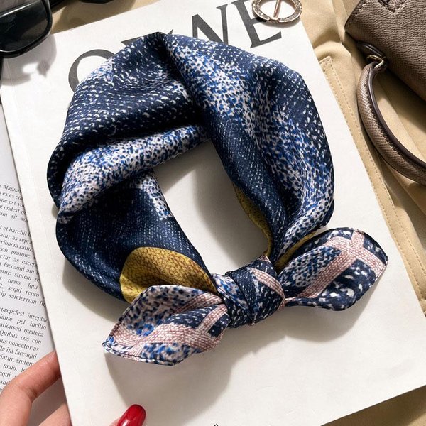 Luksusowy Szalik Z Prawdziwego Jedwabiu Damski Kwadratowy Krawat Szale Chusty Dla Pań Szaliki Foulard Pashmina Damski HidżAb Bandana Real Silk 53X53Cm Black-image