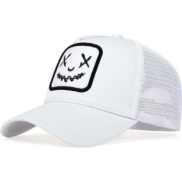 Gorra De BéIsbol Unisex Con Parche De Cara Sonriente, Gorras Con PatróN, Hombres Mujeres Verano Gorra De Camionero 54Cm-60Cm-image
