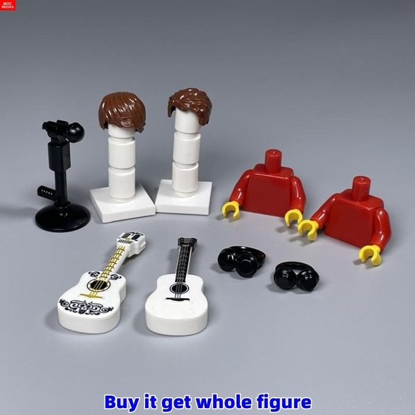 Klocki MOC Muzyka Figurka 4Cm Nakrycie GłOwy Gitara Statyw Mikrofonu Instrument Skupione Na Nauce Klocki Zabawki Prezenty-image