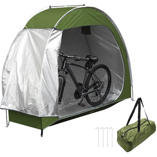 Tienda Para Almacenamiento De Bicicletas Al Aire Libre, Cobertizo Para Almacenamiento De Bicicletas Impermeable De Tela Oxford 210D Para Bicicletas Verde Del EjéRcito-image