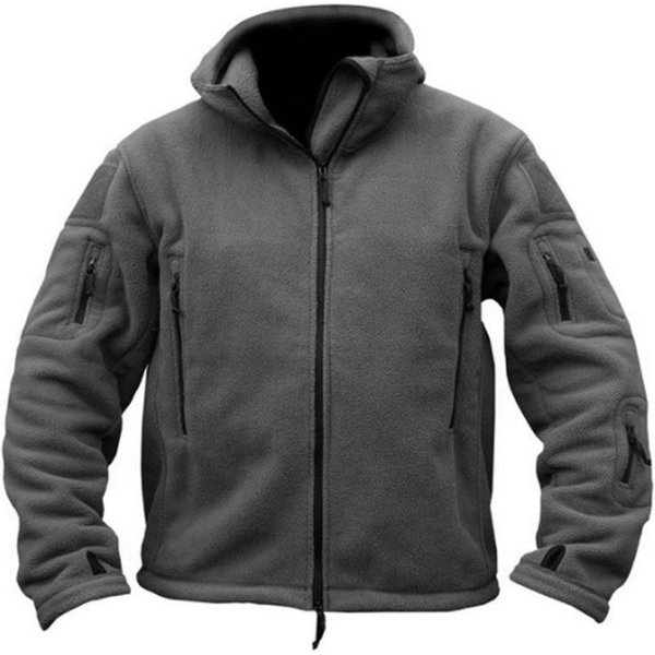 MęSka Taktyczna Kurtka Polarowa Zimowa CiepłA, Zapinana Na Zamek, Bluza Wojskowa Z Wieloma Kieszeniami, Kurtka Turystyczna, MyśLiwska, Outdoorowa L Black-image