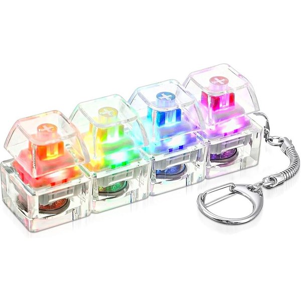 4Klucze NakłAdki Na Klawisze Breloki Fidget Z Lampką LED Fidget Klawiatura Kliker Sensoryczna Zabawka Do Redukcji Stresu Dla DorosłYch Brelok Kliker BiałY-image