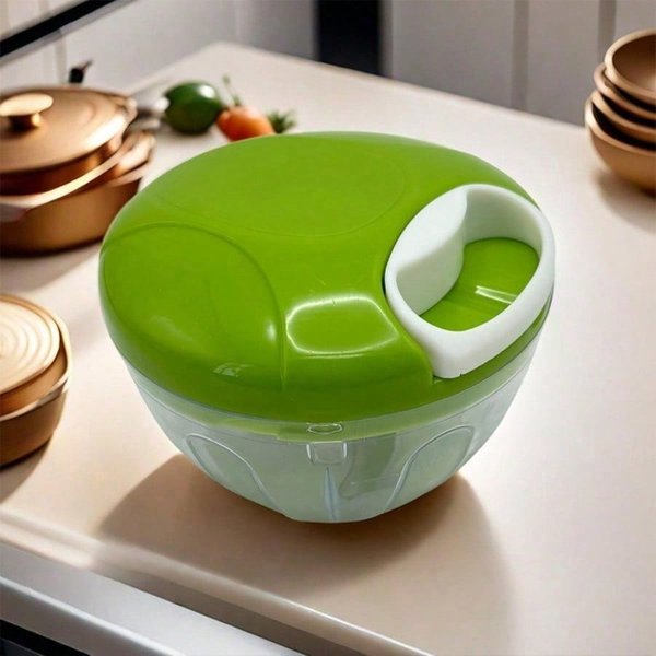 Picador Manual De Verduras Picador De Alimentos Con Recipiente, Cortador Manual De Verduras Con Cuerda Para Ensalada, Ajo, Frutos Secos, Cebollas Verde-image