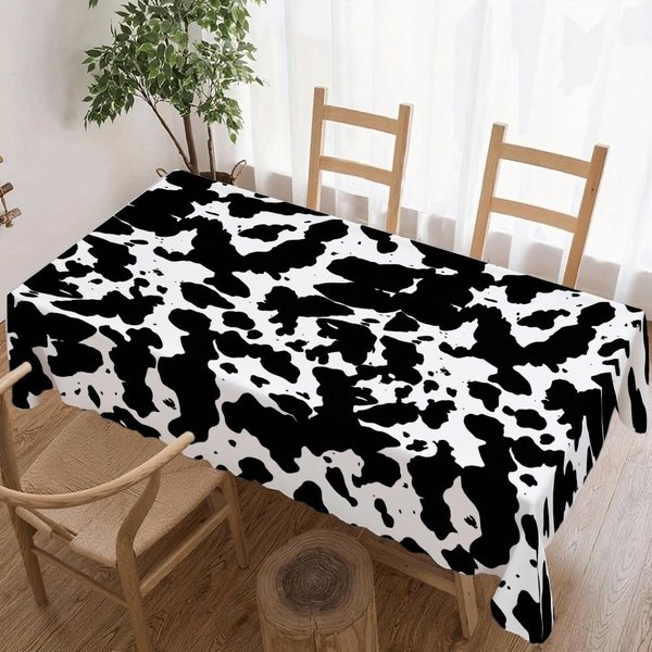 ProstokąTny Obrus W Krowie łAty Do Dekoracji StołU Kuchnia Jadalnia Wodoodporny Wielokrotnego UżYtku Obrus Na StołY Wesela Imprezy 100X160Cm-image