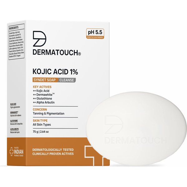 Dermatouch JabóN Con ÁCido Kojico Al 1% Con GlutatióN | Para PigmentacióN Y DañO Solar | JabóN Para Hombres Y Mujeres | Apto Para Todos Los Tipos De Piel | 75G-image