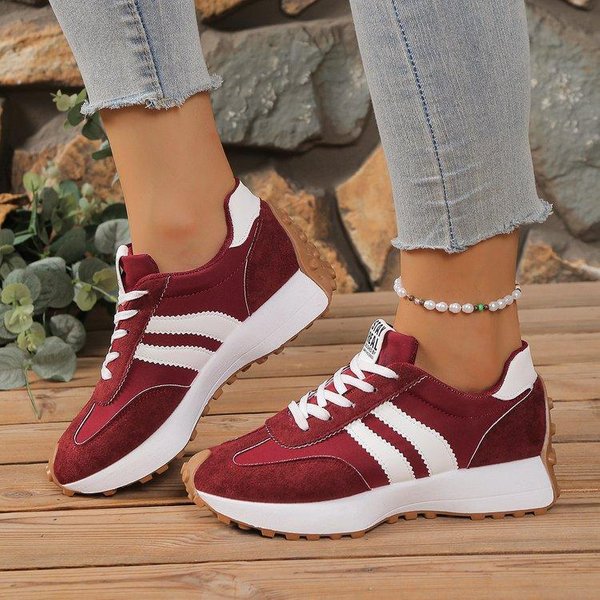 Nowe Designerskie Sneakersy Damskie Buty Sportowe Sneakersy Gruba Podeszwa Casual Modne Sneakersy Lekkie MięKka Podeszwa Buty Do Biegania 41 Czerwony-image