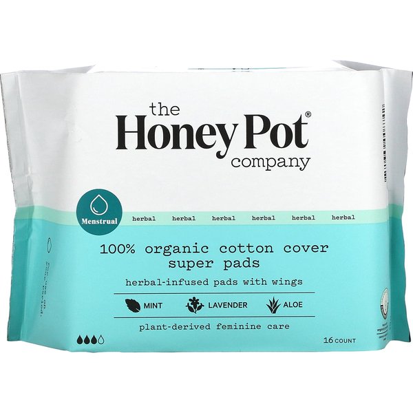 The Honey Pot Company, Almohadillas De Hierbas OrgáNicas Superaladas, Con Alas, Paquete De 16 Blue-image
